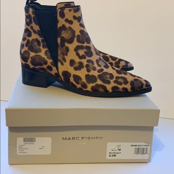 NWT MARC FISHER LTD YALELY CHELSEA ANKLE BOOTIES,LEOPARD CALFSKIN ,Size 6.5 - Picture 6 of 9